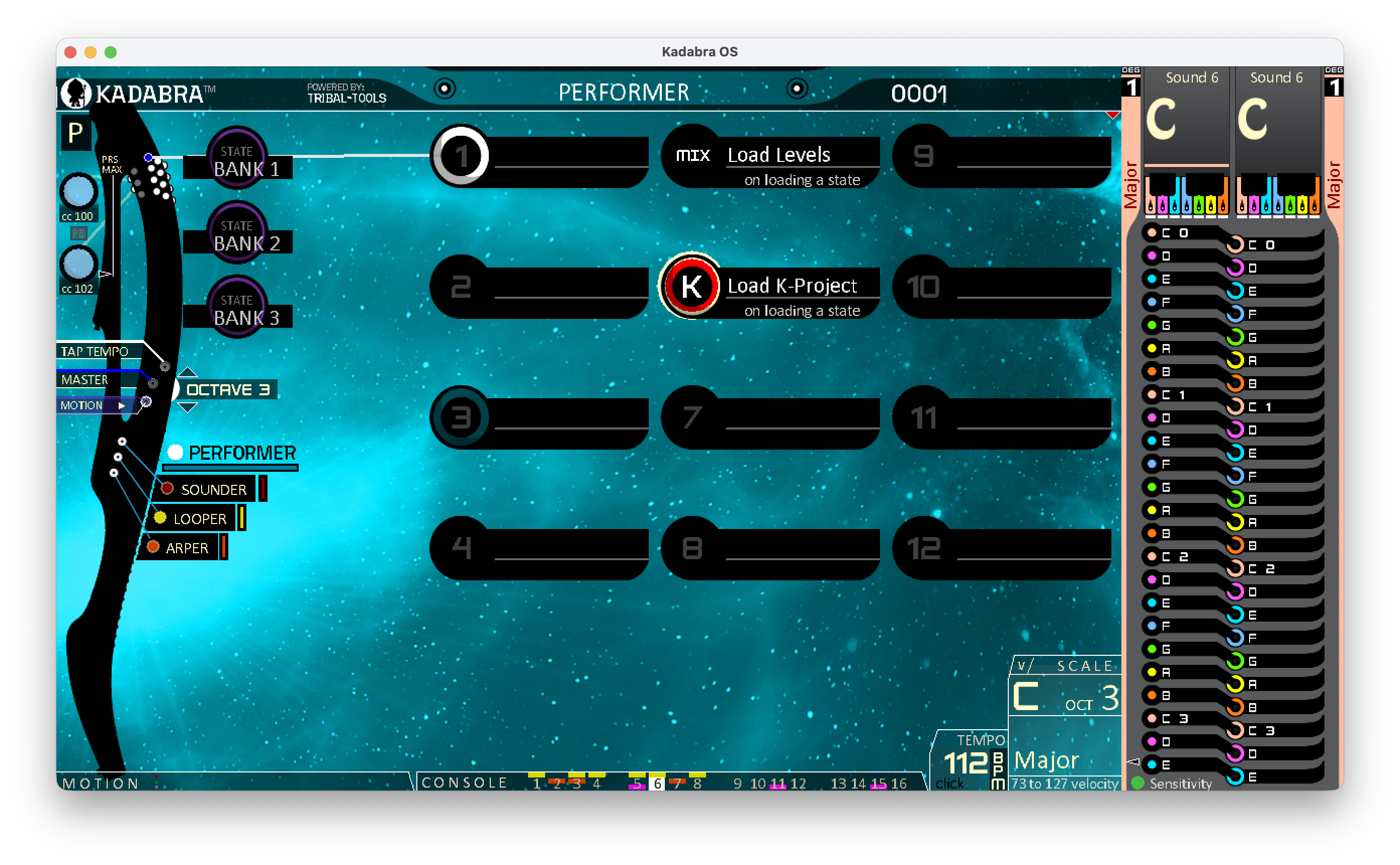 Performer Load Mode opened option menu