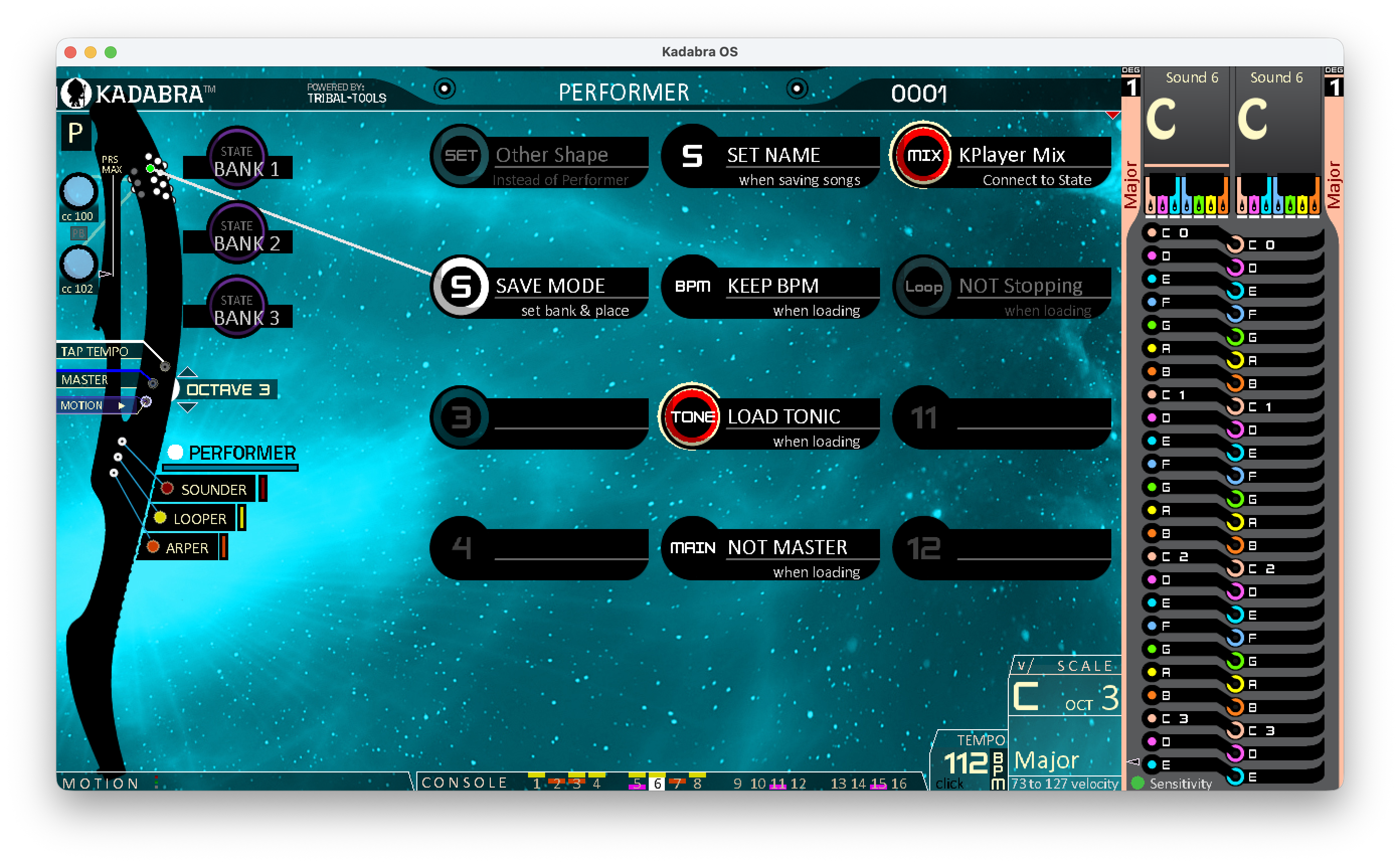 Performer Save Mode opened option menu