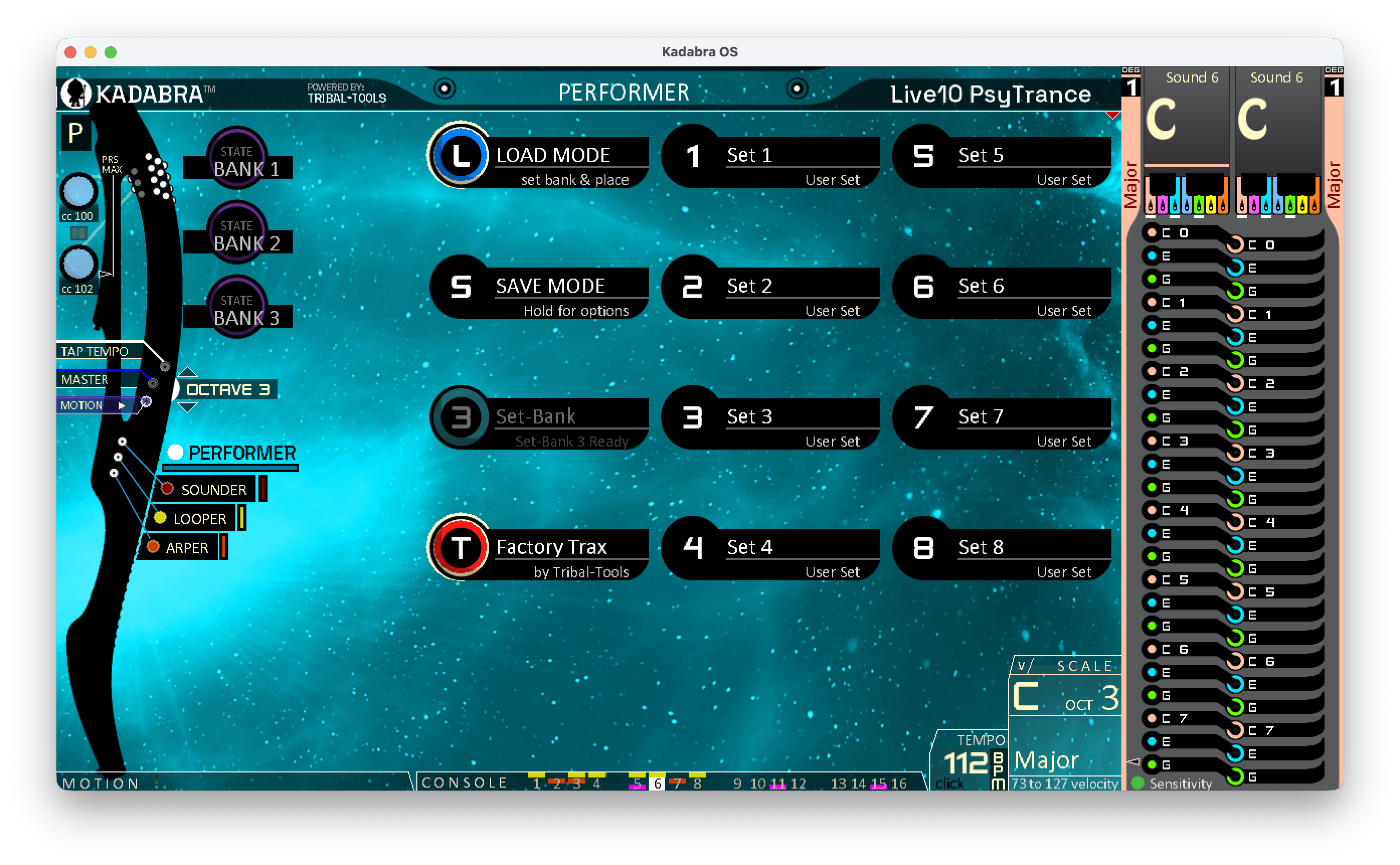 Performer main screen