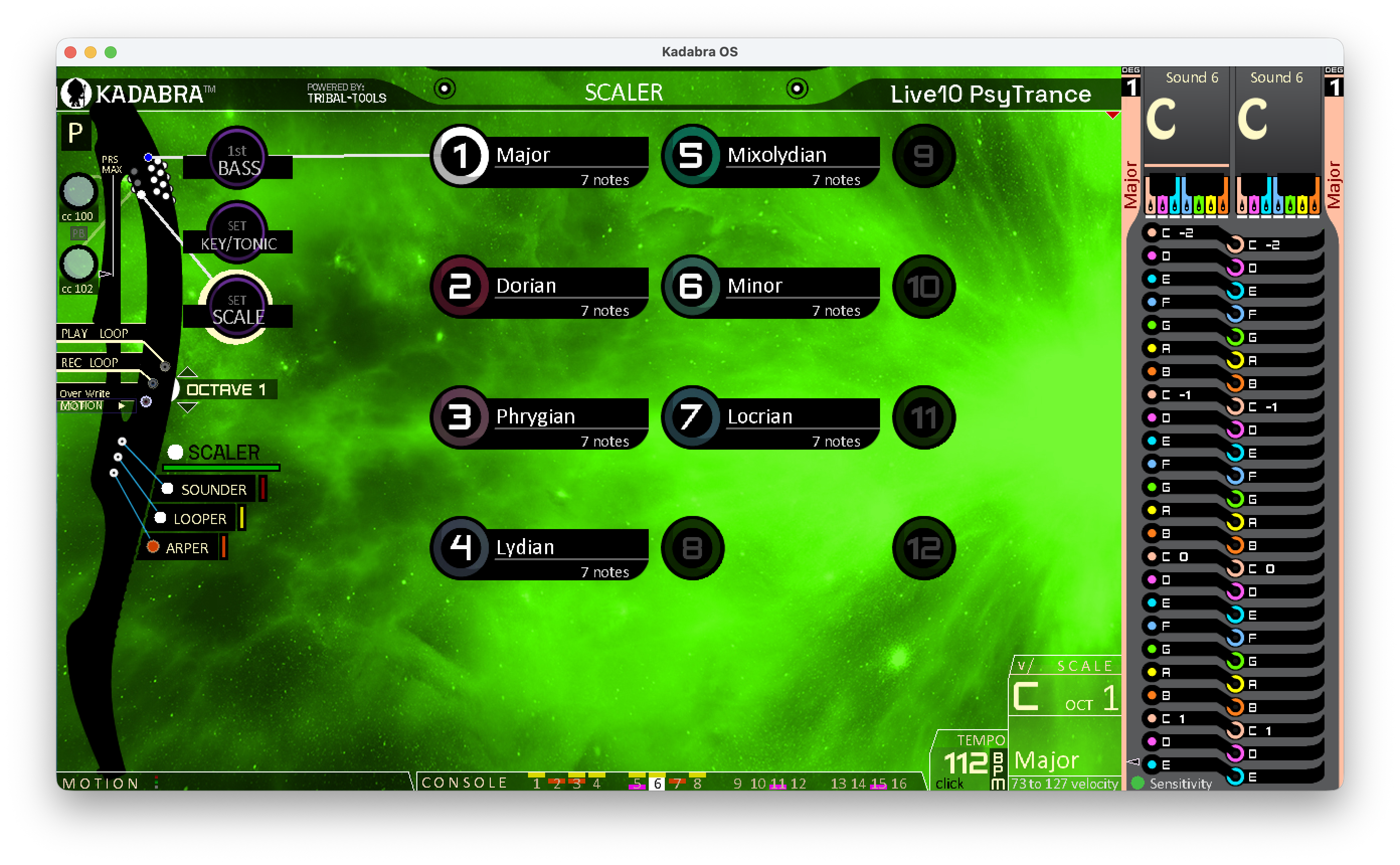 Scaler Major modes option menu