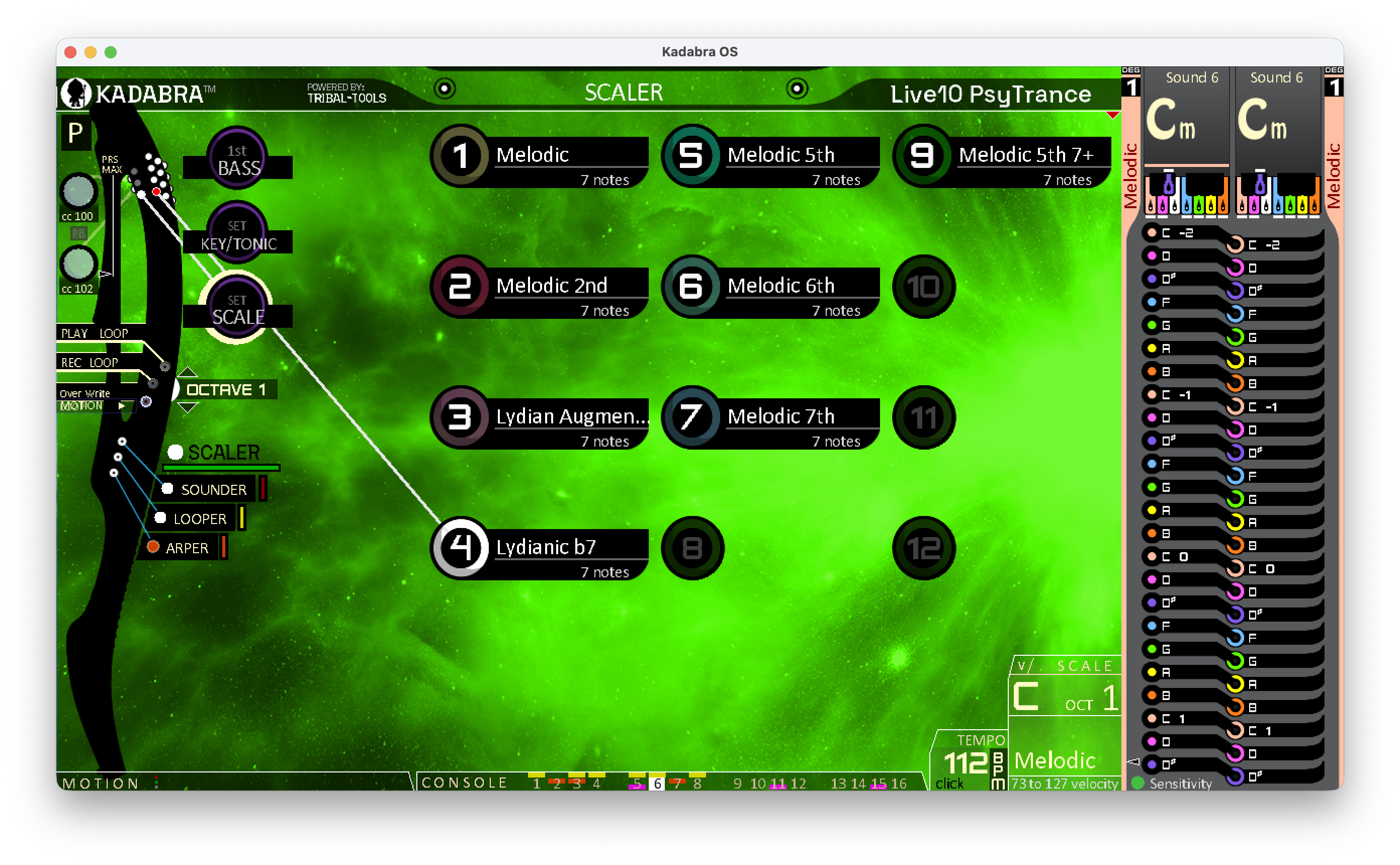Scaler Melodic modes option menu