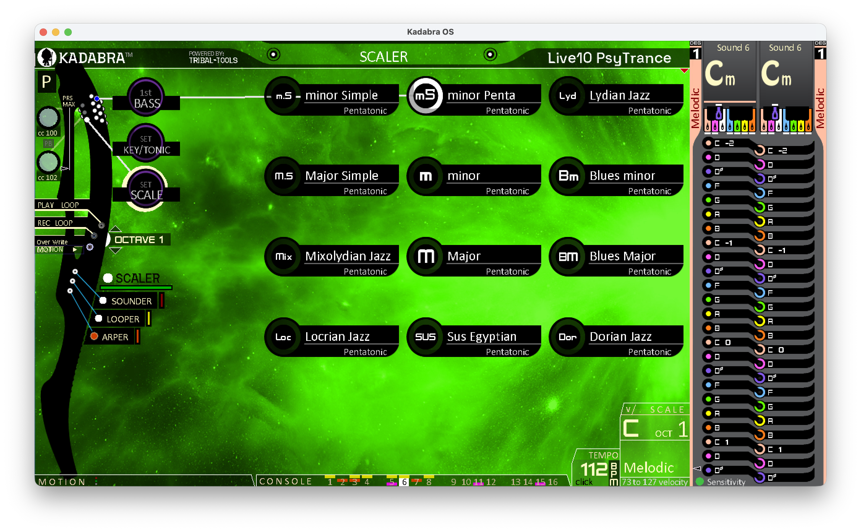 Scaler Pentatonics option menu