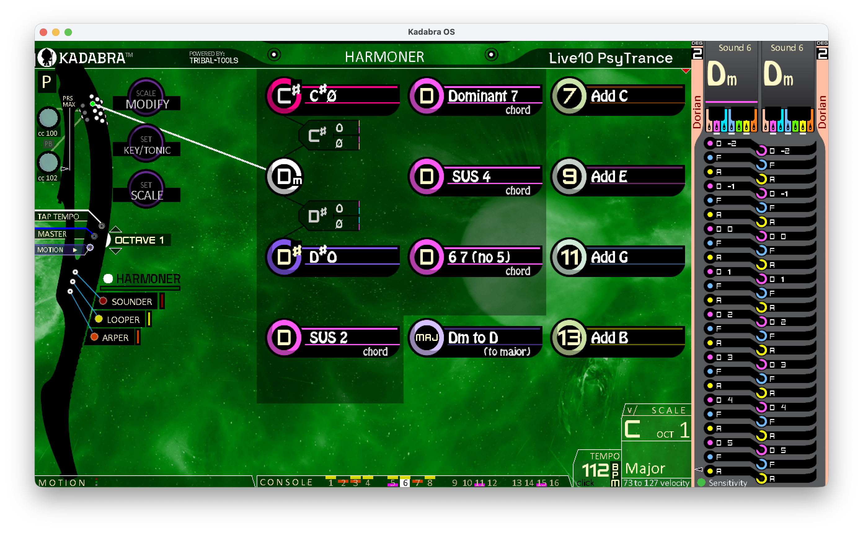 Harmoner Combi 2 opened option menu