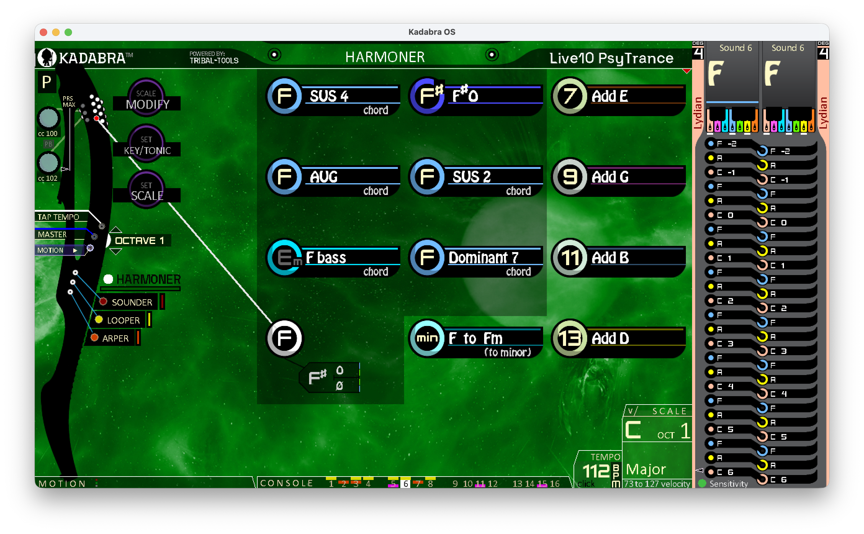 Harmoner Combi 4 opened option menu
