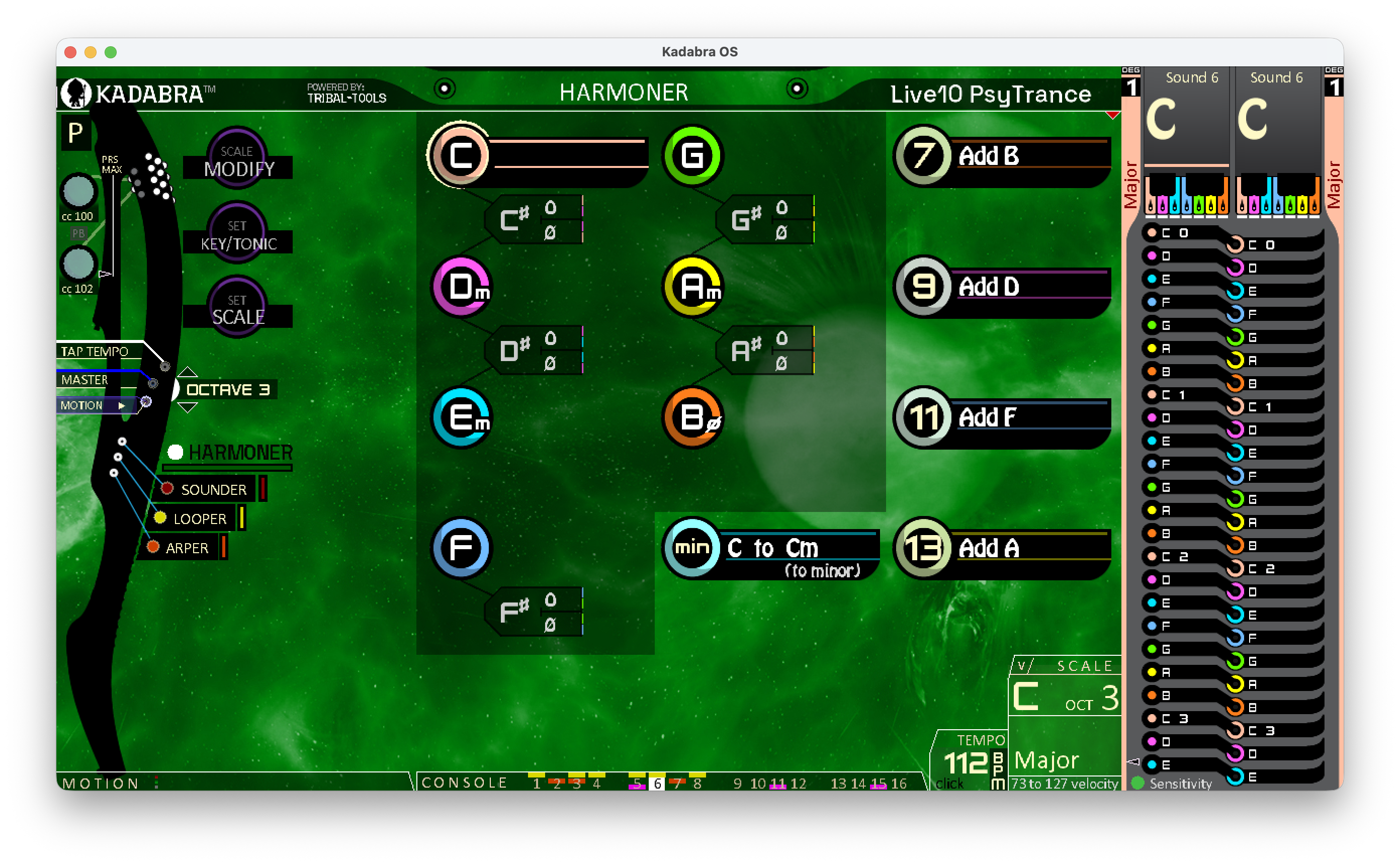 Harmoner main screen