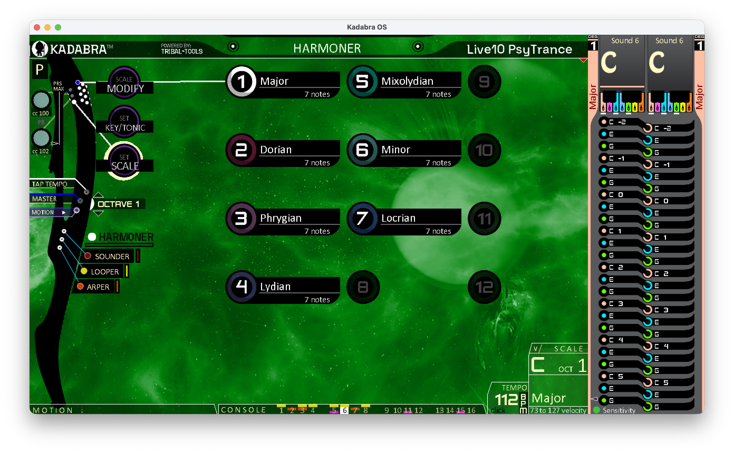 Harmoner Major / Diatonics option menu
