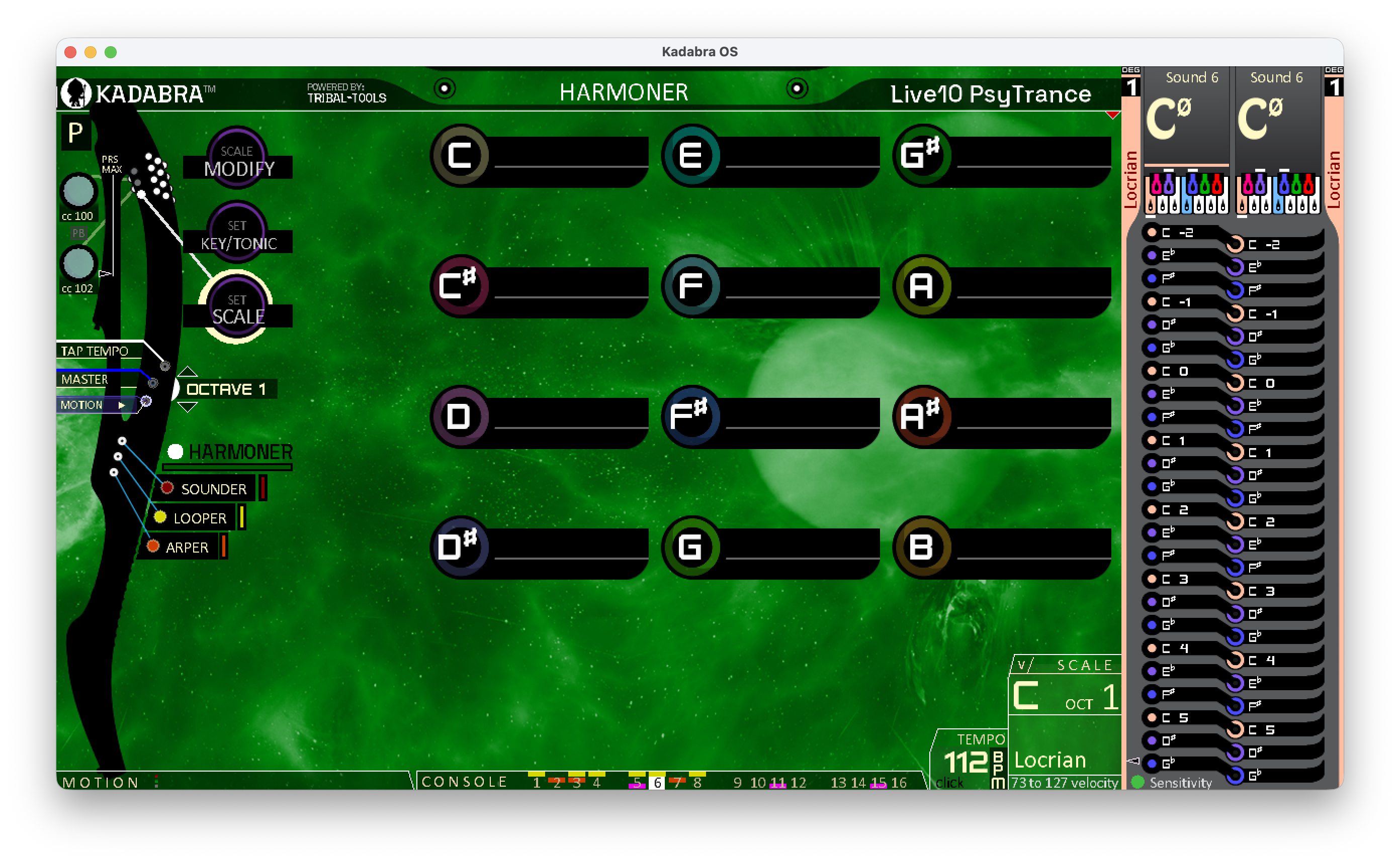 Harmoner Your Scale / Pick Tones option menu