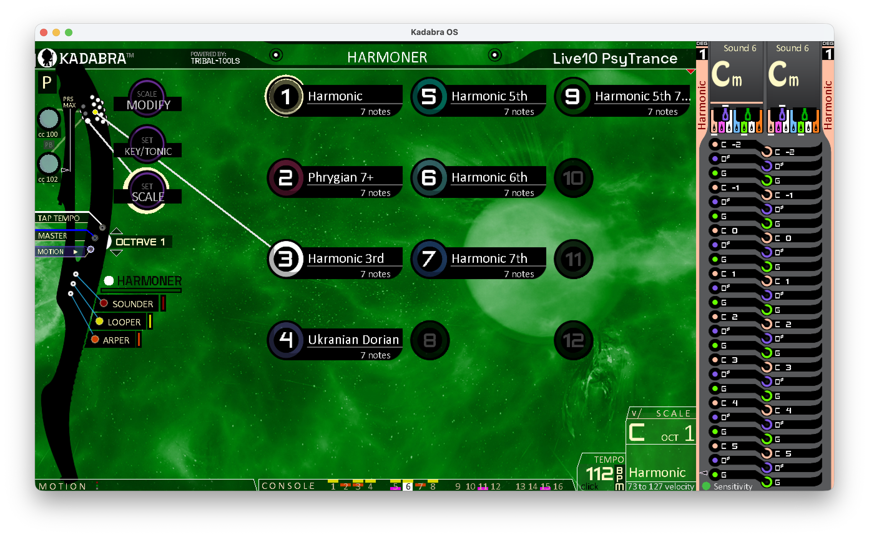 Harmoner Harmonic / Diatonics option menu