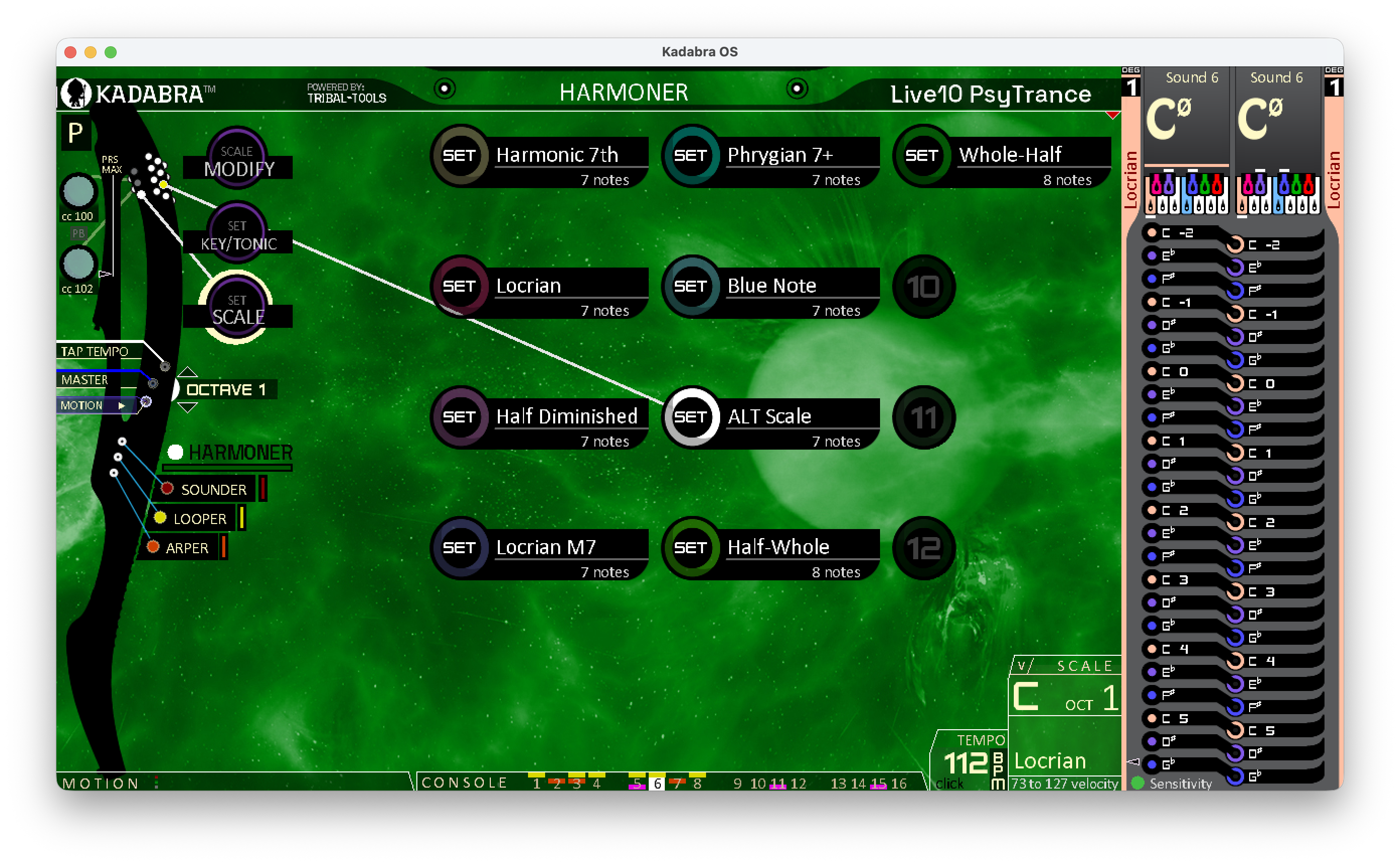 Harmoner Specials option menu