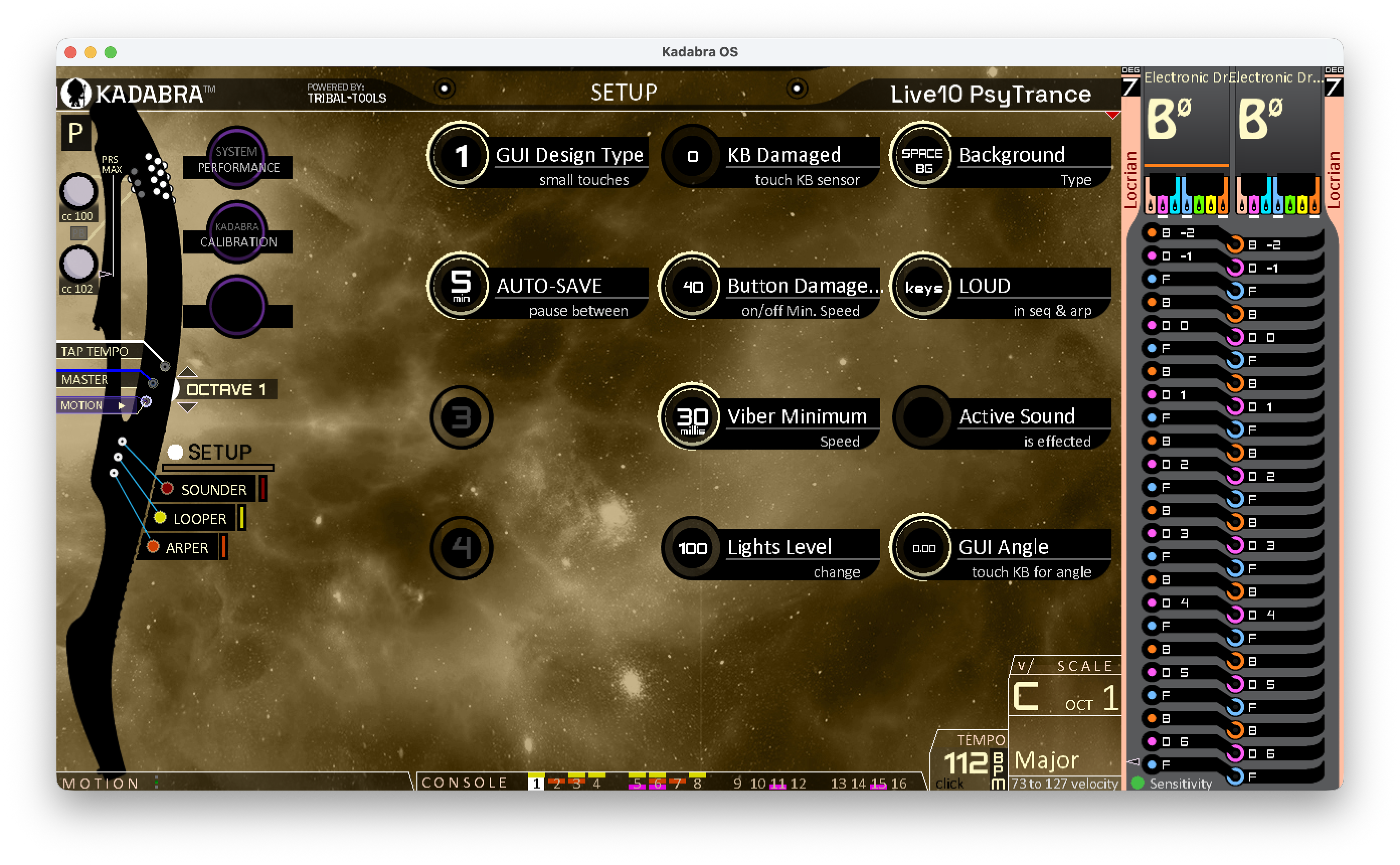 Setuper main screen