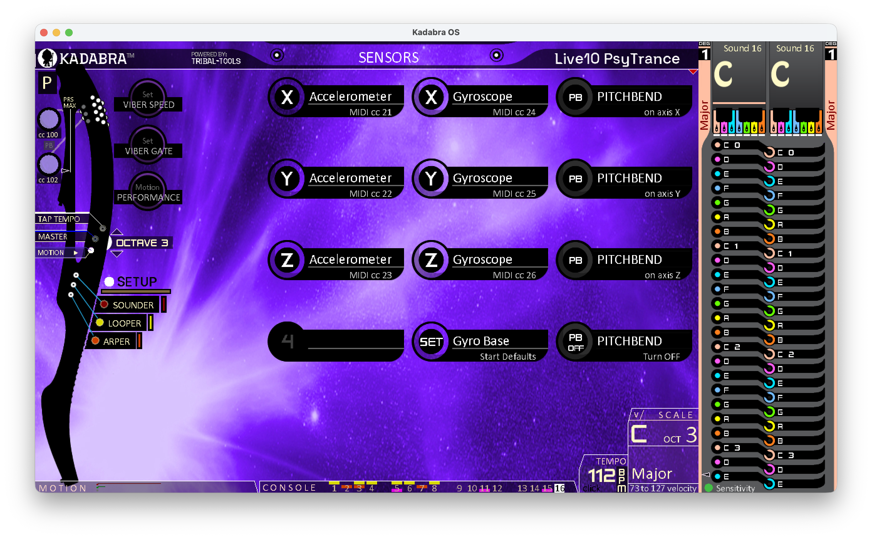 Senser main screen