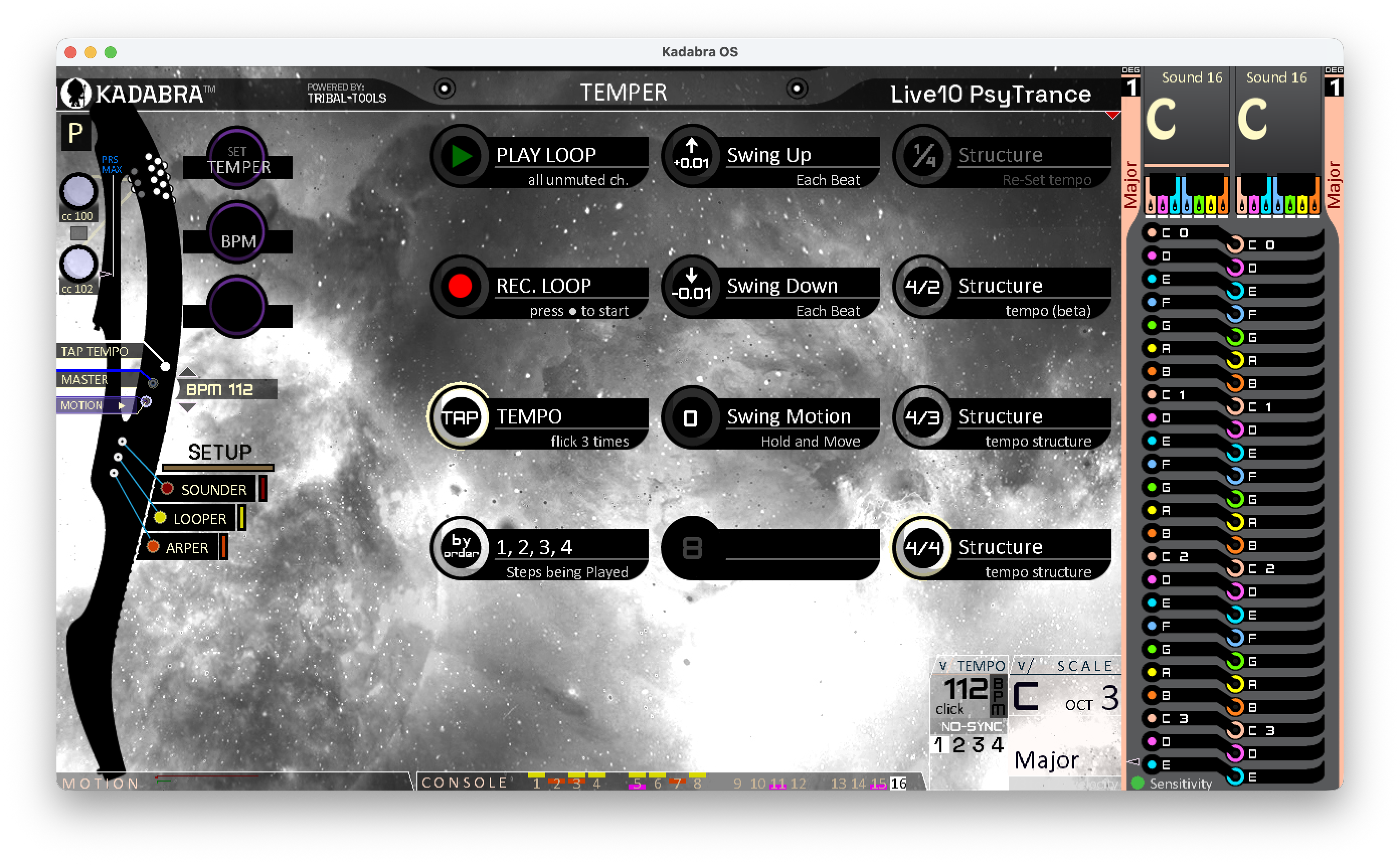 Temper main screen